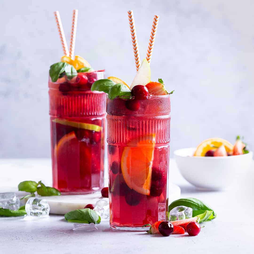 Cranberry Basil Sangria Mocktail Recipe
