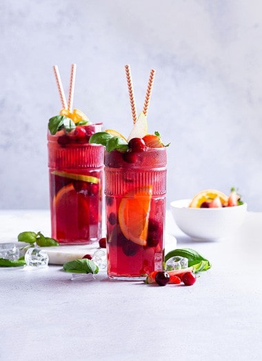 Cranberry Basil Sangria - Non-Alcoholic Mixed Drinks - Mocktail Recipes