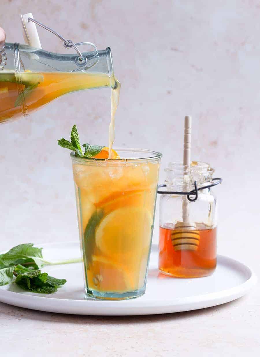 Mint Tea Punch Recipe - Juice Recipes Online - Fruit Refreshers Recipe