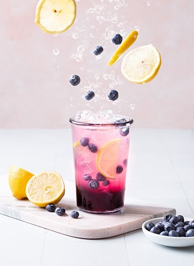 Homemade Blueberry Pink Lemonade