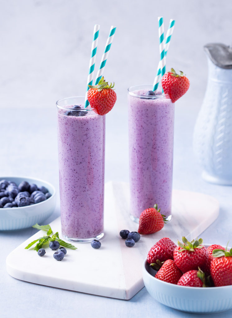 berry packed strawberry blueberry smoothie