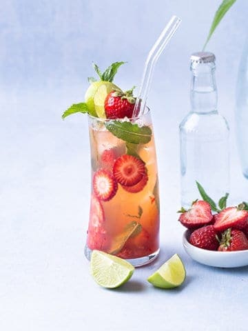 Strawberry Kombucha Mojito Mocktail