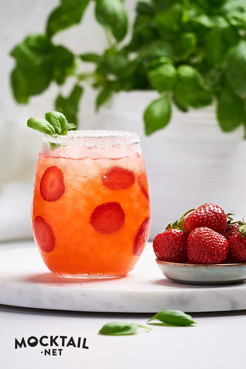 Strawberry Basil Mocktail Drink Recipe