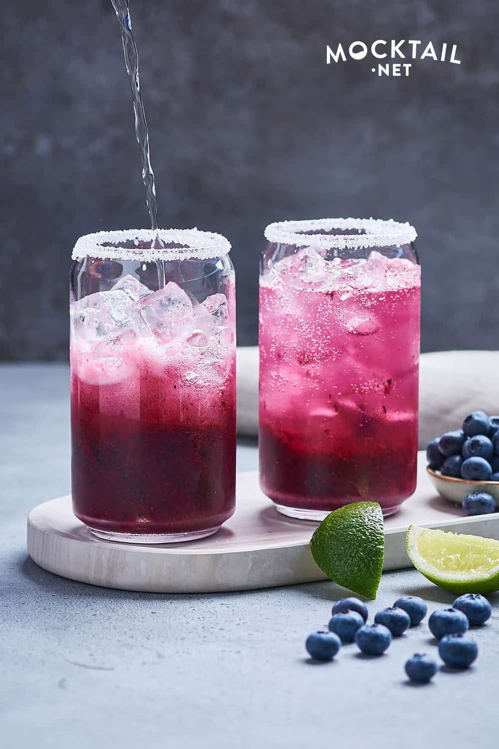 Ingredients in a Blueberry Mojito Mocktail